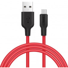 USB кабель красный 2м microUSB Hoco X21 Plus